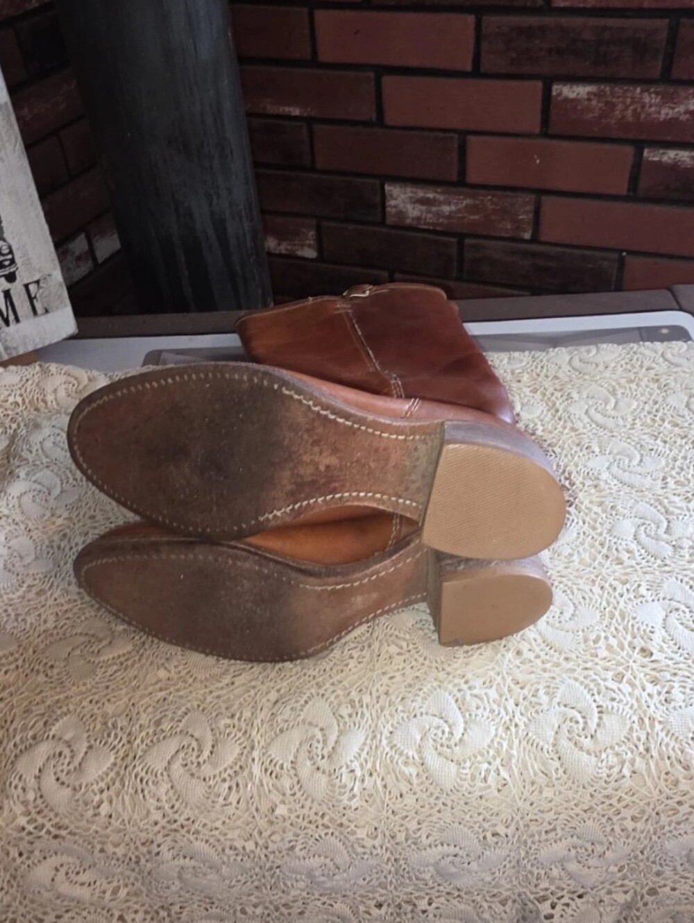 Vintage 70s ACME Leather Winter Campus Boots Sherpa Lined USA Made 7.5 - Picture 3 of 14